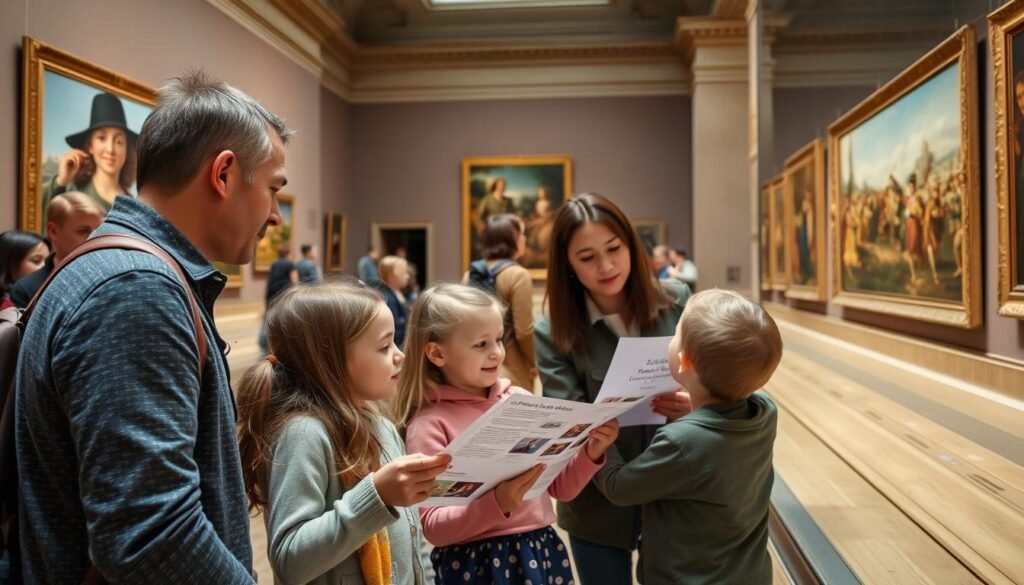 Família com crianças explorando o Museu do Louvre com atividades interativas, usando museu do Louvre ingresso familiar Família com crianças explorando o Museu do Louvre com atividades interativas, usando museu do Louvre ingresso familiar