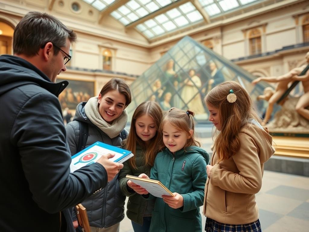 Família com crianças visitando o Museu do Louvre com museu do Louvre ingresso familiar Família com crianças visitando o Museu do Louvre com museu do Louvre ingresso familiar